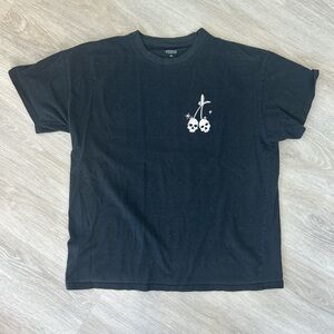 Black womens cherry skeleton tee XL cotton indie sleeve